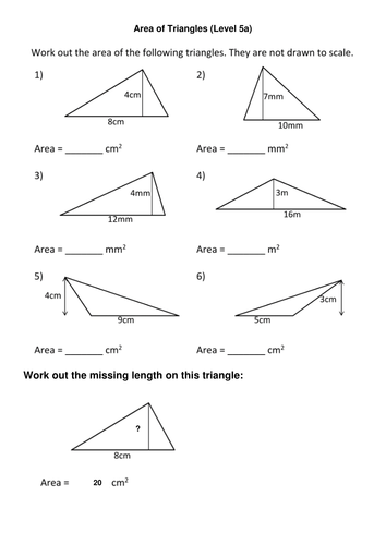 Worksheets Area Of Triangles Worksheet areas of triangles and compound shapes by nuoba teaching resources tes