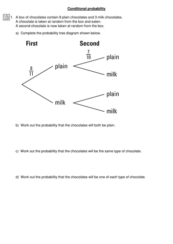 Worksheets Conditional Probability Worksheet probability tree diagrams and conditional by mariomonte40 teaching resources tes
