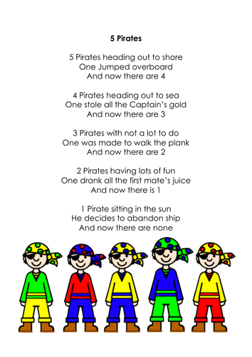 Image result for 5 little pirates