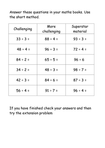 Worksheets Short Division Worksheets year 4 written division by davidhowes1977 teaching resources tes