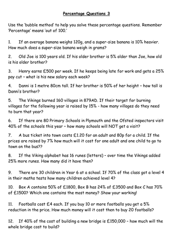 Worksheets Percent Word Problems Worksheet more level 4 5 percentage word problems sheet 3 by rich4ruth teaching resources tes