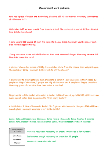 Worksheets Metric Conversion Word Problems Worksheet mixed measurement word problems by harriet1987 teaching resources tes