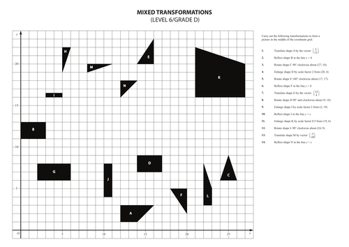 Worksheets Combined Transformations Worksheet mixed transformations exercise by walkerm82 teaching resources tes