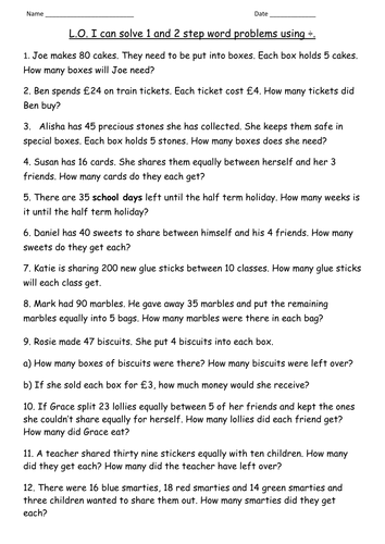 Worksheets Division Question Year 7 multiplication division word problems for year 2 by clara5 teaching resources tes