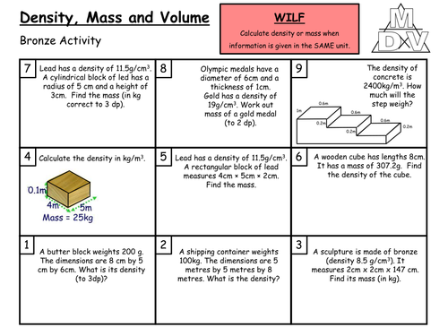 Worksheets Density Worksheet density mass and volume grade cb by arthompson1987 teaching resources tes