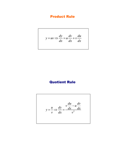 Worksheets Quotient Rule Worksheet product and quotient rules by srwhitehouse teaching resources tes