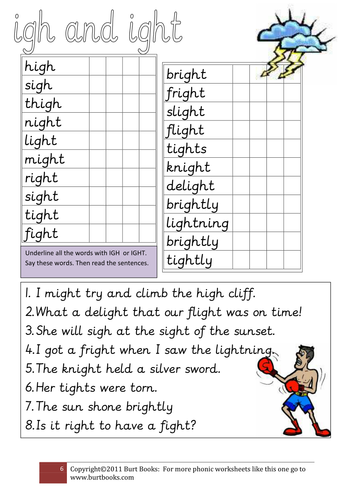 Worksheets Ight Words Worksheet phonics igh and ight by coreenburt teaching resources tes