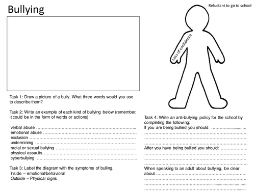 Worksheets Bullying Worksheet bullying worksheet by mjprestshaw teaching resources tes