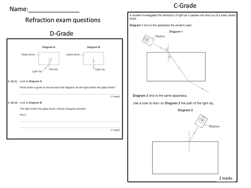 Worksheet Refraction Worksheet Ks3 aqa p1 5 waves by wondercaliban teaching resources tes