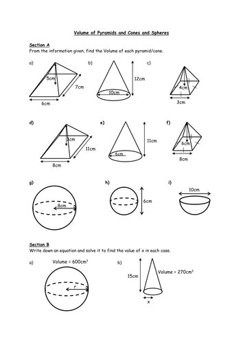 Worksheets Volume Of Cone Worksheet volume of spheres and cones worksheet by holyheadschool teaching resources tes