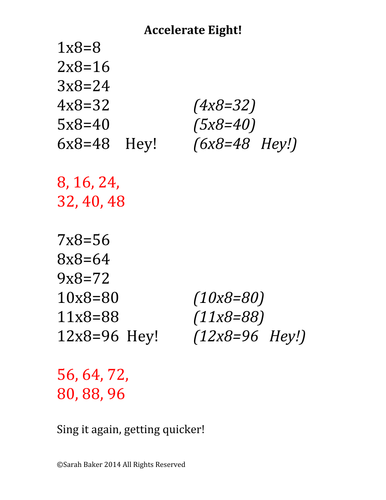 Times Tables Song - Accelerate Eight!  