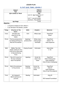 TES worksheet  french   weather Quel  temps Resources  expressions il? fait