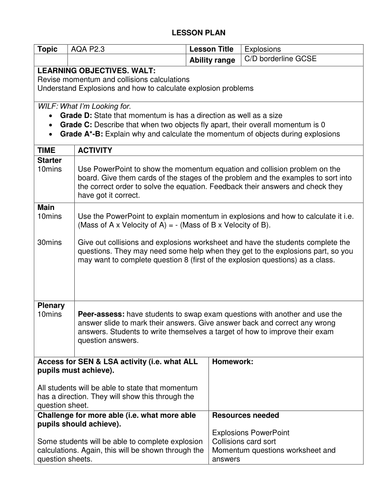 GCSE Explosions | Teaching Resources