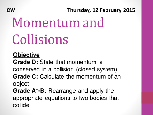 Gcse Momentum And Collisions Teaching Resources 1555