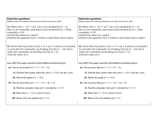 Remainder Theorem (Additional Maths) by almaio - Teaching Resources - TES