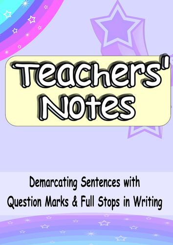 KS1 Full Stops & Question Marks. Challenging yet Fun, 4 Activity Complete VCOP SPaG Lesson 