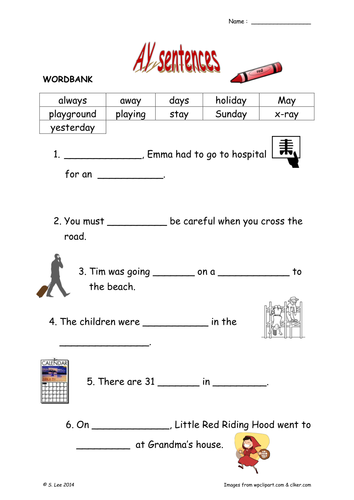  Vowel Digraphs: Set 1 AY sound