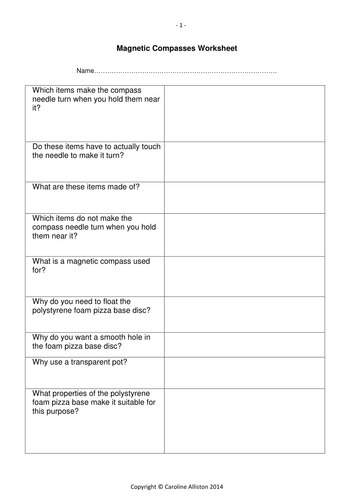 ks2 magnetism - make and test a magnetic compass by