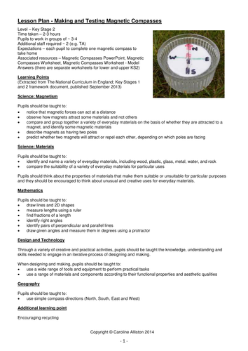 KS2 Magnetism - Make and Test a Magnetic Compass by 