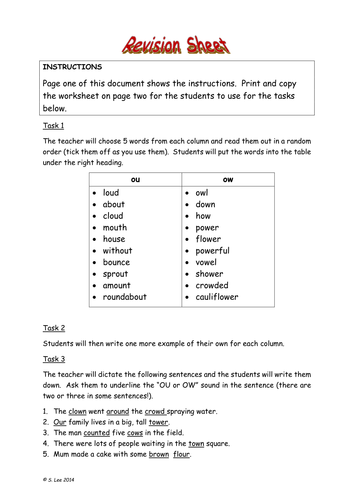 Vowel Digraphs:  Set 6 OU/OW and OI/OY Sound