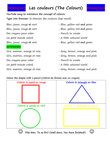 French Lesson – Colours