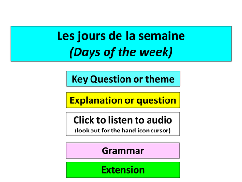 French Lesson - Days of the week