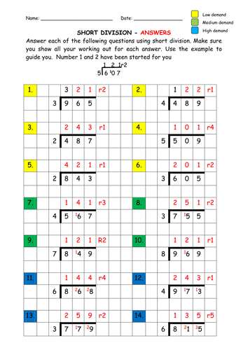 maths short division with remainders standard method by