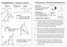 Angle Of Elevation And Depression Trig Worksheet Answers