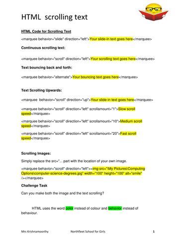 HTML Helpsheets | Teaching Resources