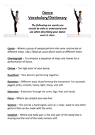 KS3/KS4 Dance Vocab/Dictionary | Teaching Resources