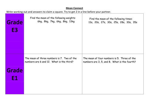 Differentiated Mean worksheet | Teaching Resources
