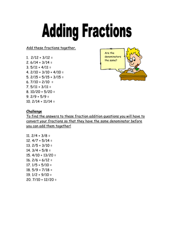 Adding Fractions Teaching Resources