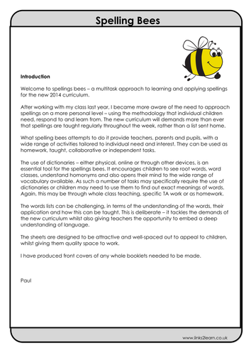 Spelling Bee Worksheets for Grade 5<br/>