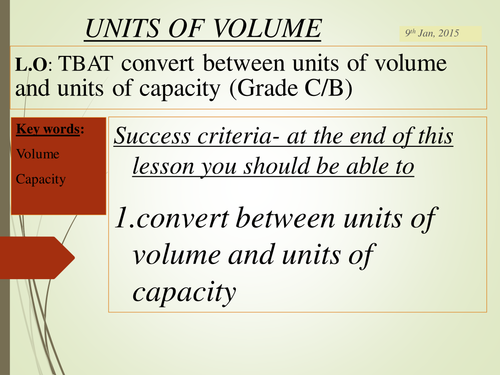 Units of volume | Teaching Resources