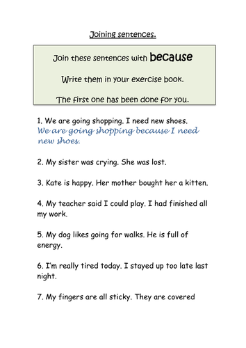 Joining Sentences Worksheet For Grade 2