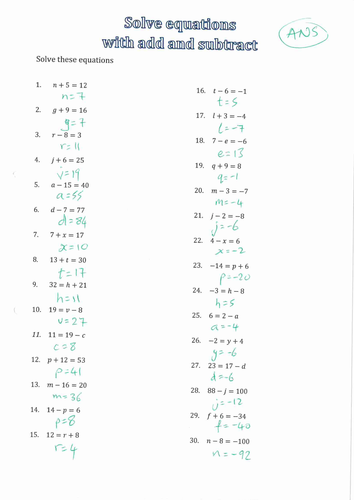 Solve various equations | Teaching Resources