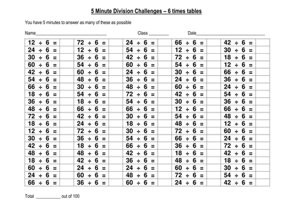 100 question division challenge 6x tablesdocx