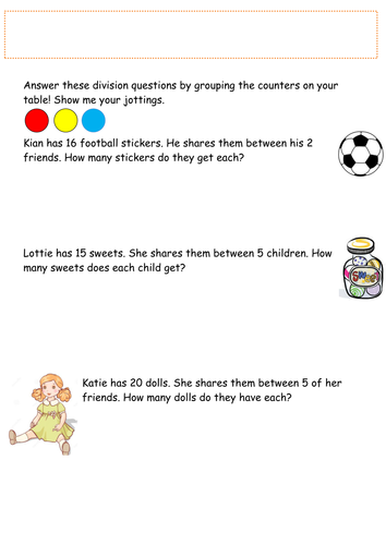 Year 2 Differentiated Division Word Problems | Teaching Resources