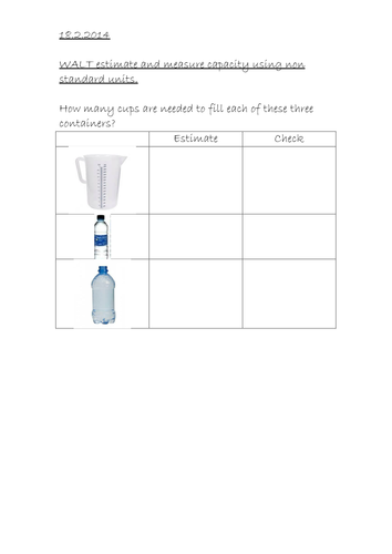 measuring capacity year 1 teaching resources