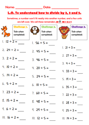 year 2 dividing by 2 5 and 3 teaching resources