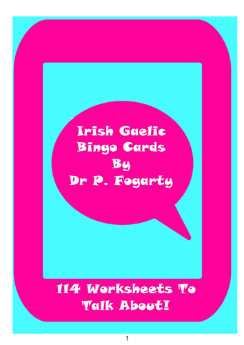 114 Irish Gaelic Bingo Game Cards