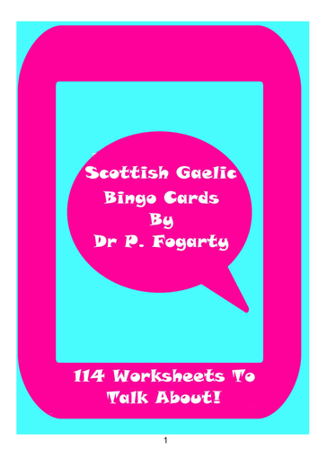 114 Scottish Gaelic Bingo Game Cards