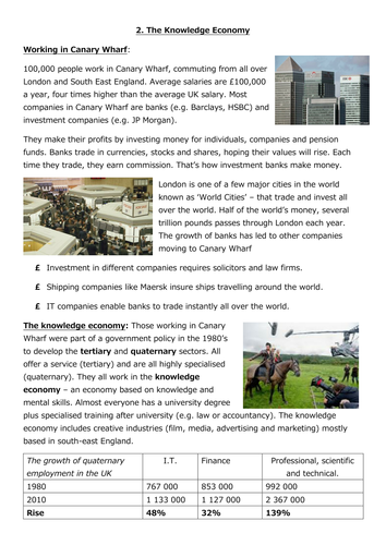 gcse geography revision the changing economy of the uk teaching