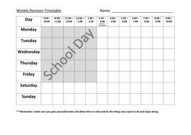 Revision Timetable | Teaching Resources