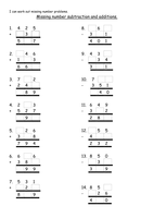 addition problems missing and Missing addition number column number problems subtraction subtraction.  and