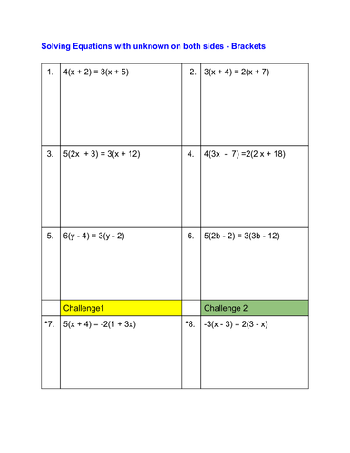 Solving Equations Worksheets by pittan - Teaching Resources - TES