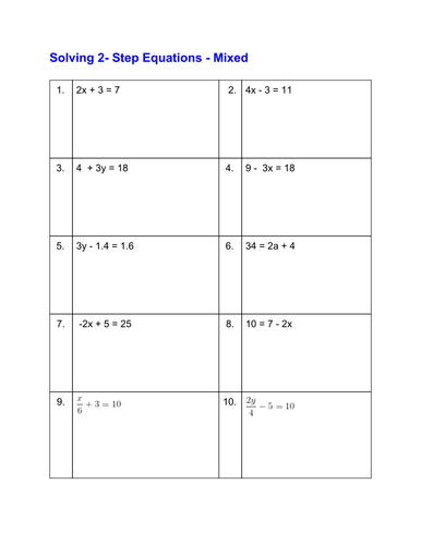 Solving Equations Worksheets by pittan - Teaching Resources - TES