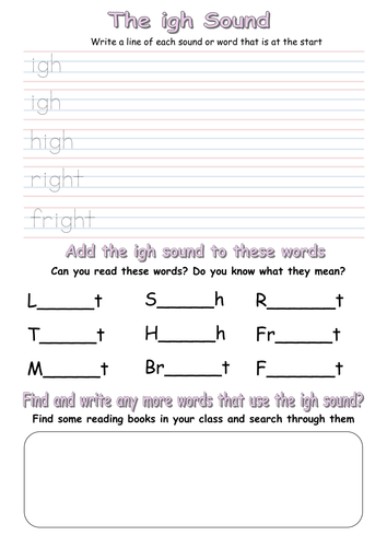 Worksheets Igh Worksheets phonics mega pack 10 complete lessons 1 on full stops and the igh sound worksheet pdf