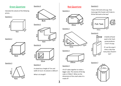 Printables Volume Of A Prism Worksheet volume of prism worksheet davezan calculating worksheets explained for primary school