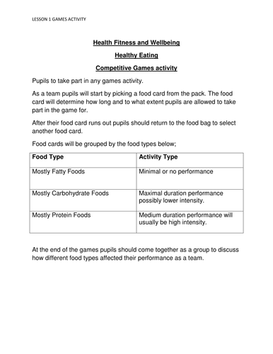year 8 health fitness and wellbeing unit of work teaching resources